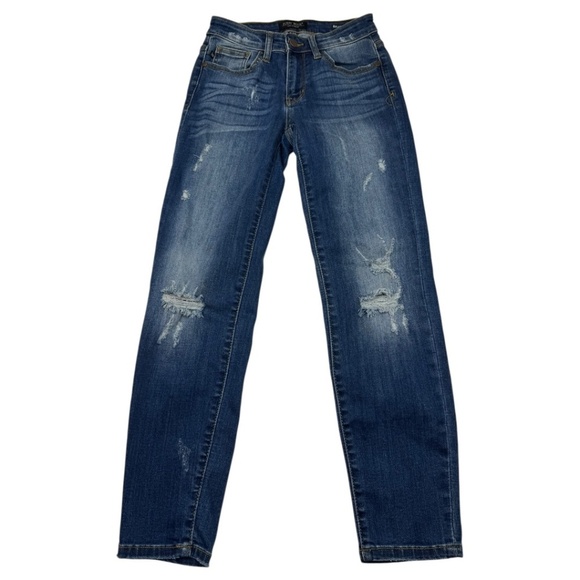 Judy Blue Relaxed Fit Distressed Blue Jeans - Picture 10 of 14